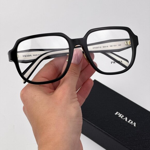 Prada PRB07VD Eyeglasses – Black Oversized Square Frame  | Model 16K1O1 - Picture 1 of 9